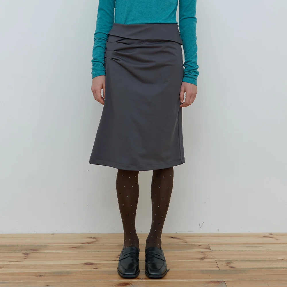 PIN TUCK JERSEY SKIRT_CHARCOAL