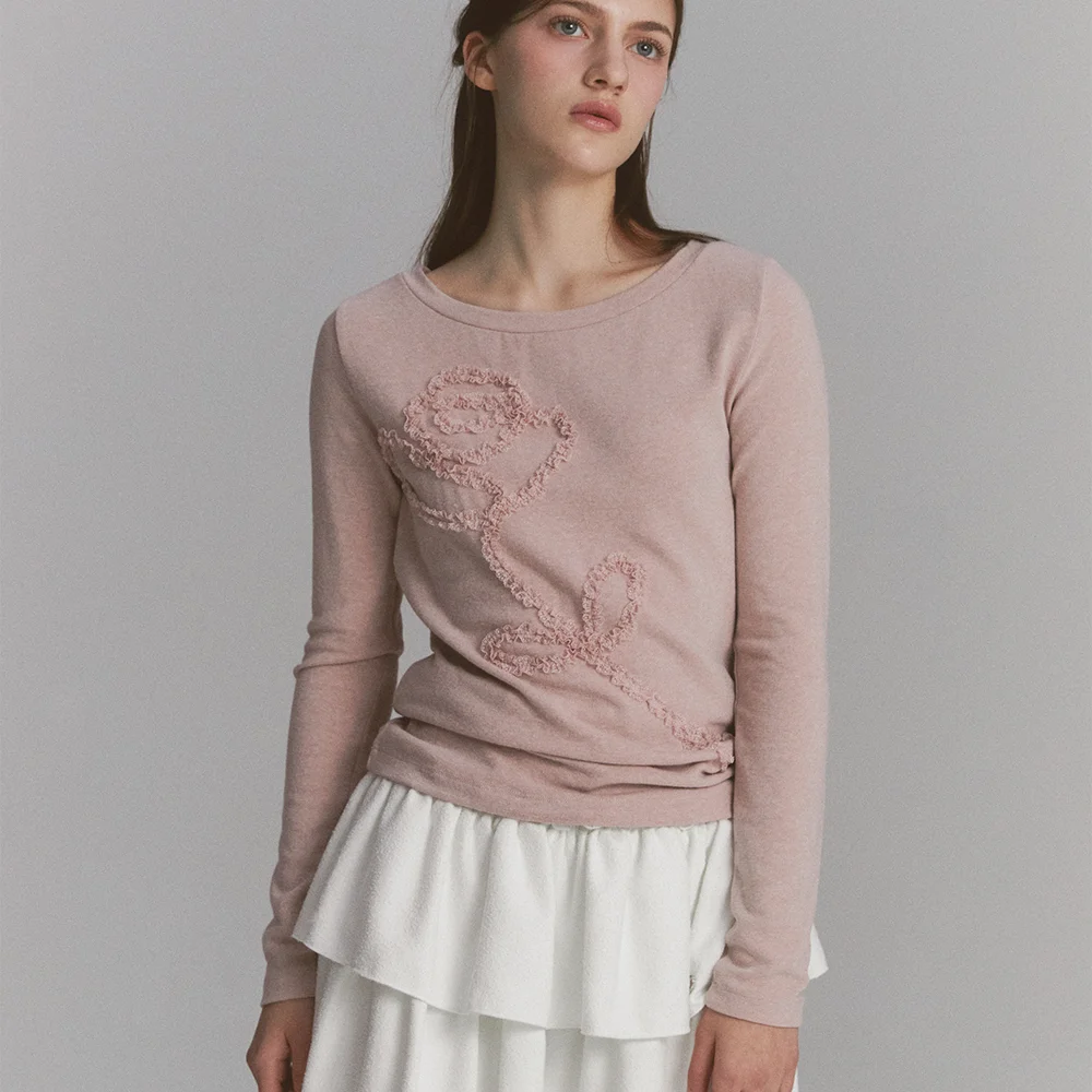 Lace Rose Long Sleeve Pink