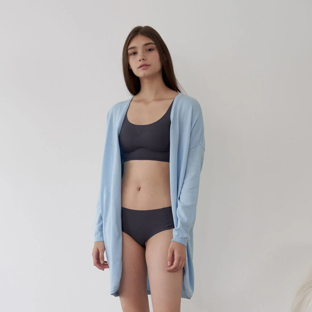 Organic Cotton Cardigan (有機棉 開襟外套 灰塵色 藍色)