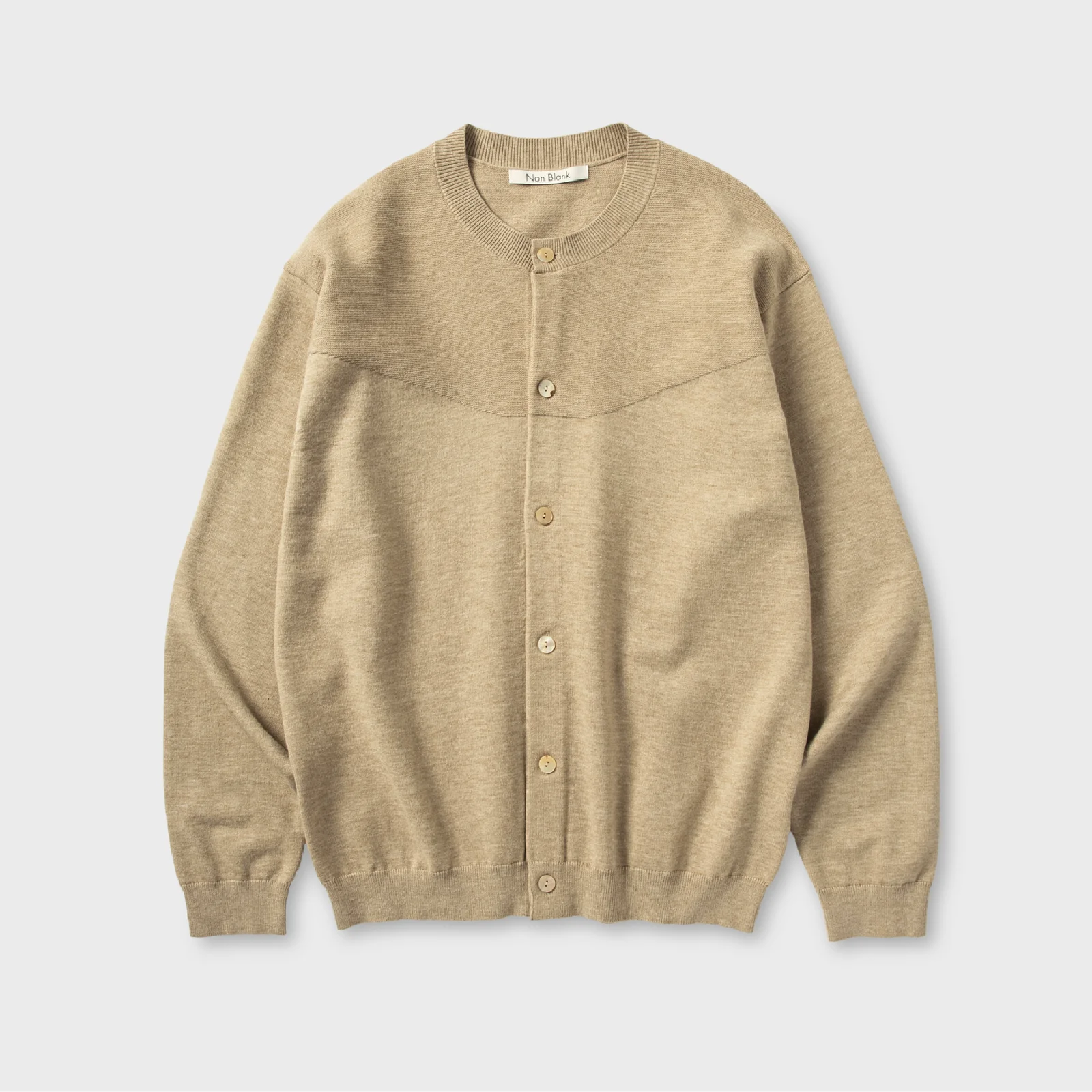 圓領 開襟外套 針織衫_BEIGE