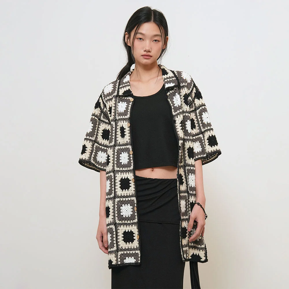 UNISEX 奶奶風 方形 半 開襟外套 / GF2UKC019W