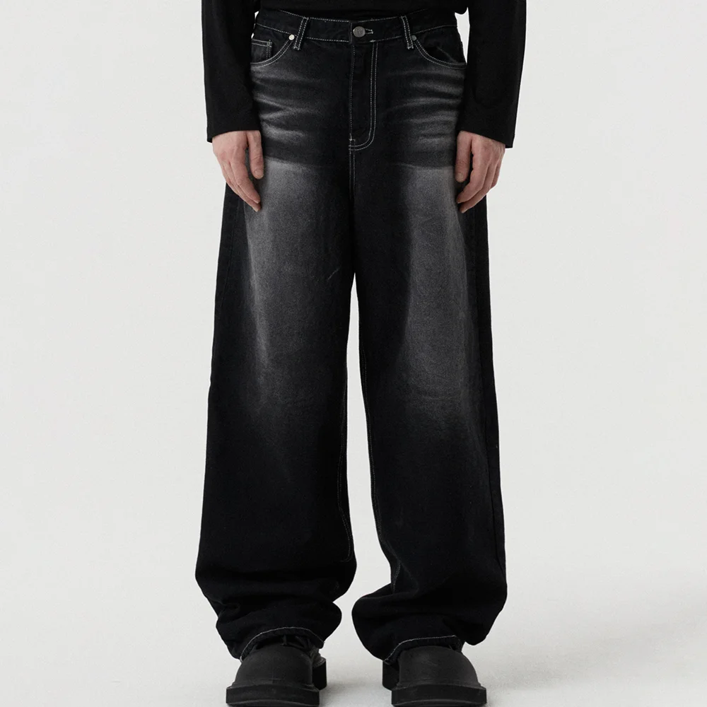 弧形 純棉 褲子 黑色