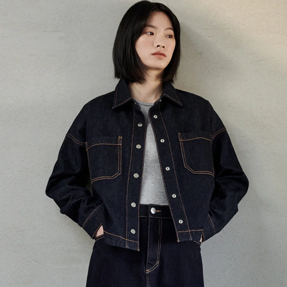 9404 Non-Fade 牛仔 襯衫外套 (深 靛藍)