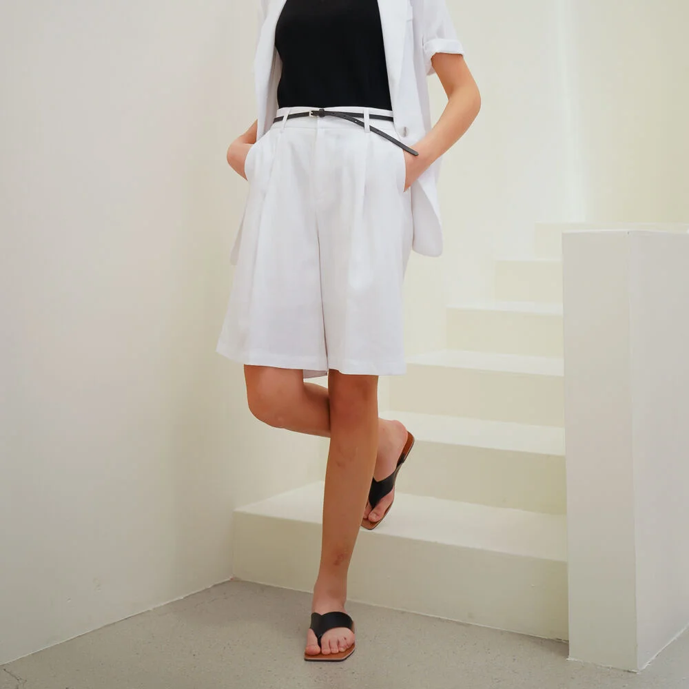 Linen Bermuda Short Pants_White