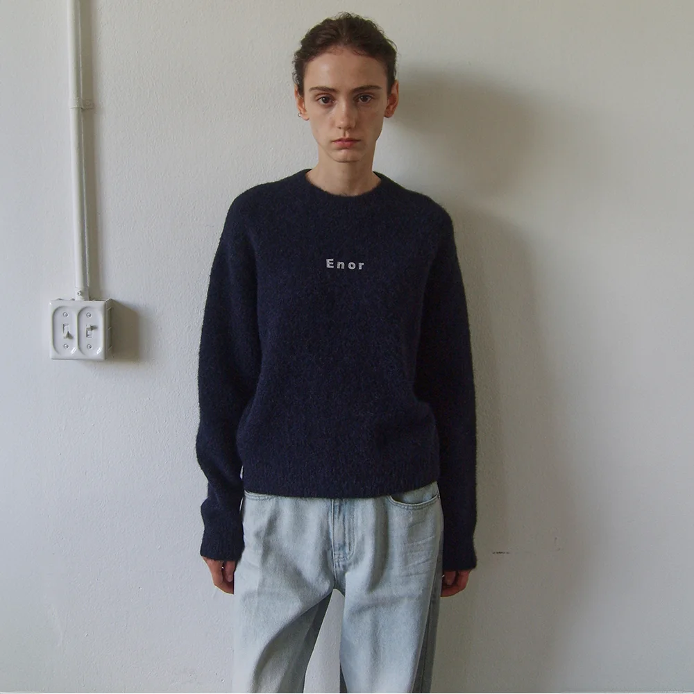 LOGO ESSENTIAL KNIT PULLOVER - NAVY