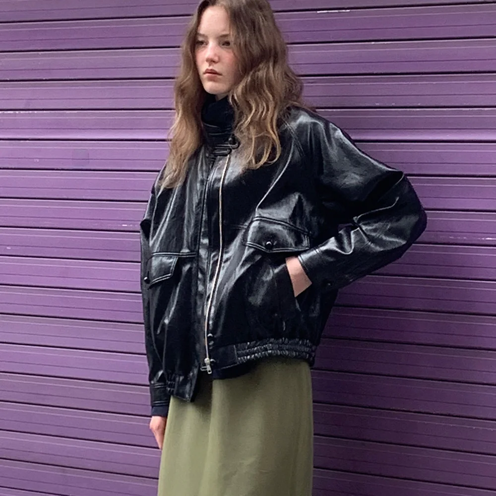 Miz PU 光澤 寬鬆版型 皮革 外套_Miz Jacket