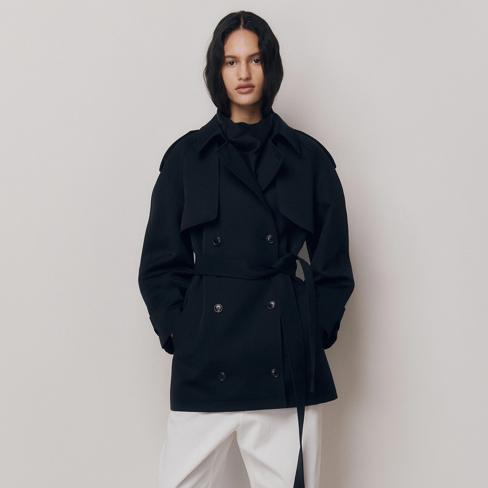 Lien Half Trench Coat Black