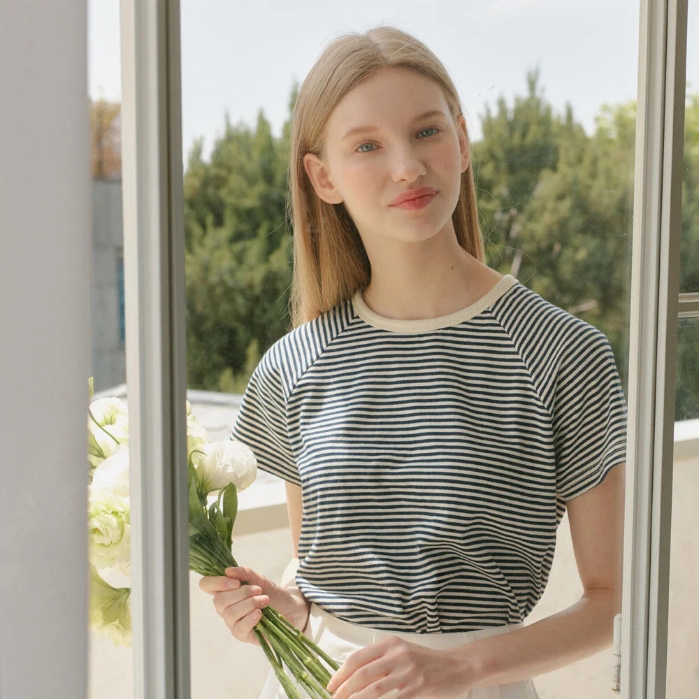 WRAP STRIPE T-SHIRT_NAVY