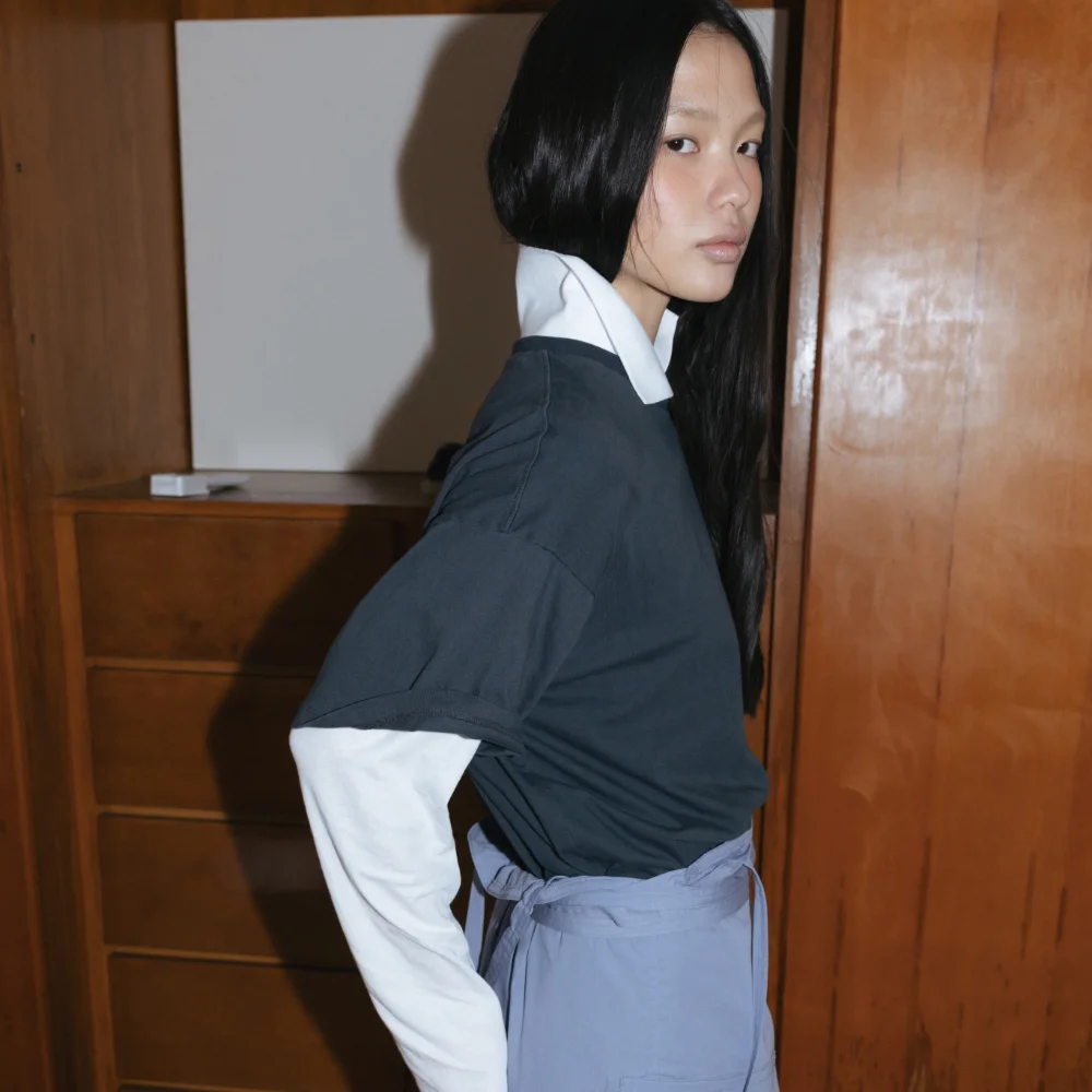 Cotton Collar T-Shirt (White / Light Pink / Light Gray / Gray / Red / Black)