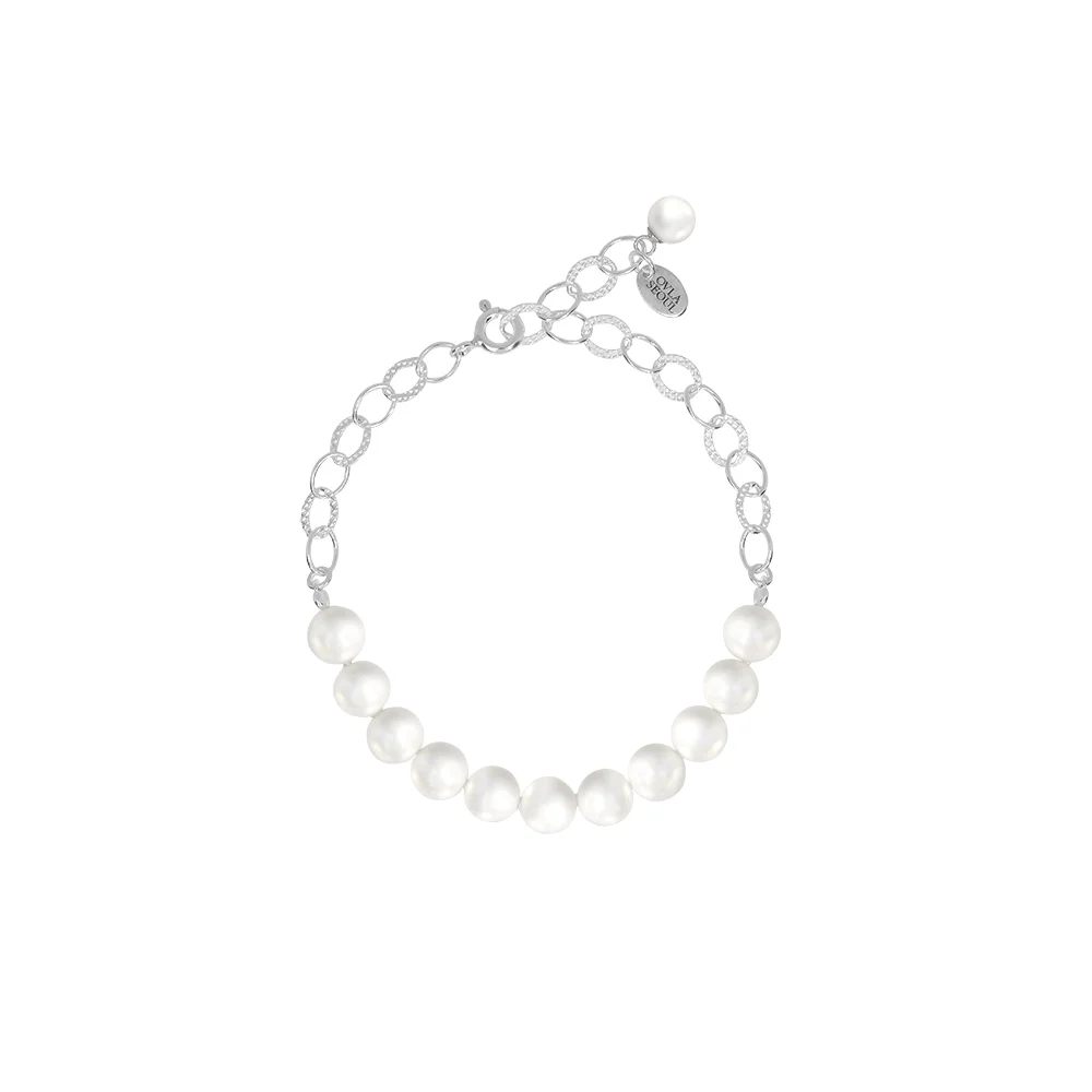 (SILVER 925) bold chain pearl point bracelet JB001