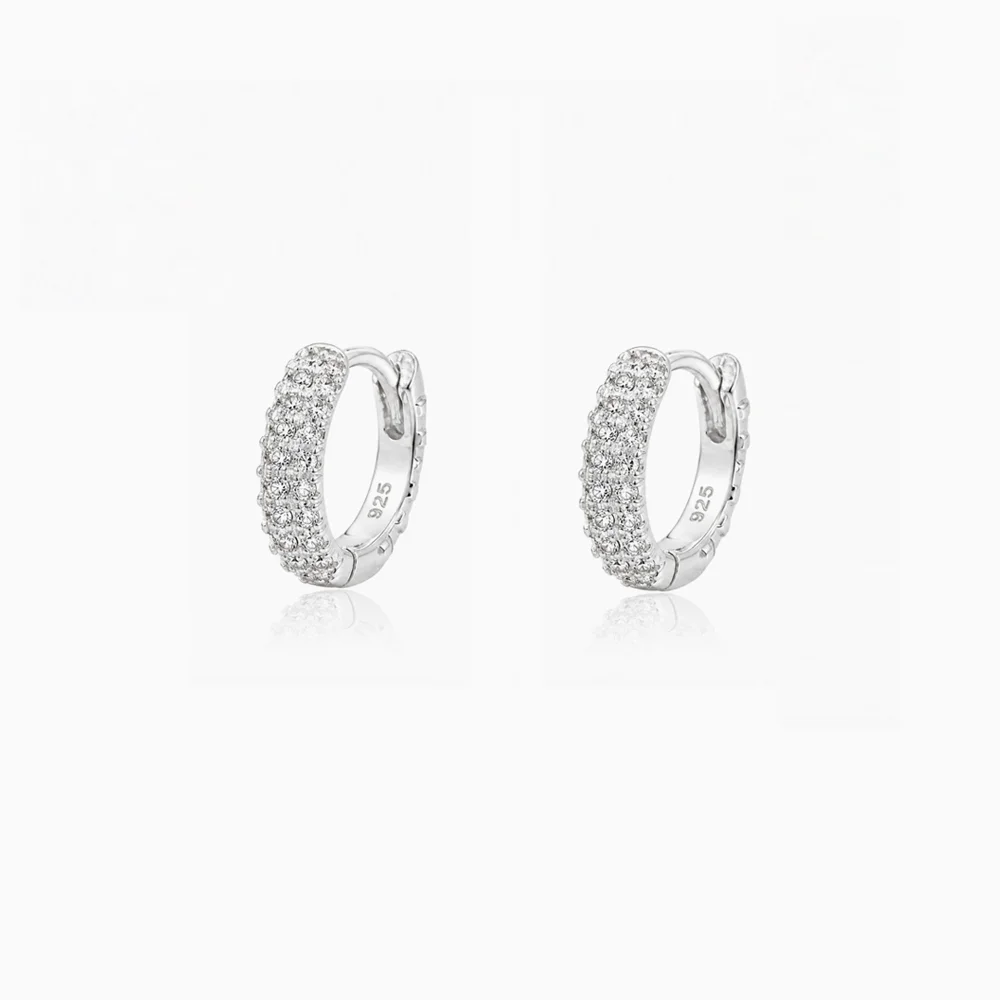 Pave Bold Hoop Earring - 925 silver