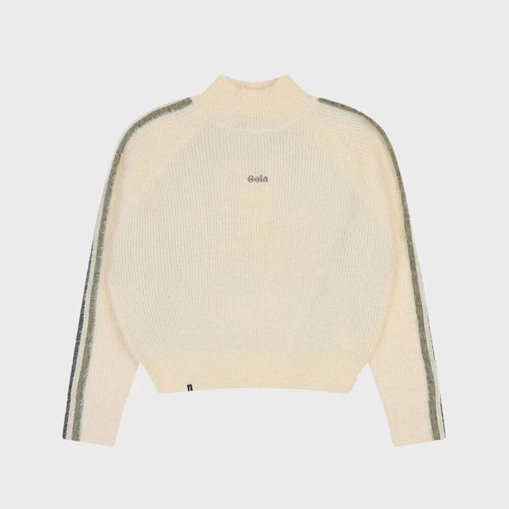 W FLUFFY TRACK LINE KNIT PULLOVER
