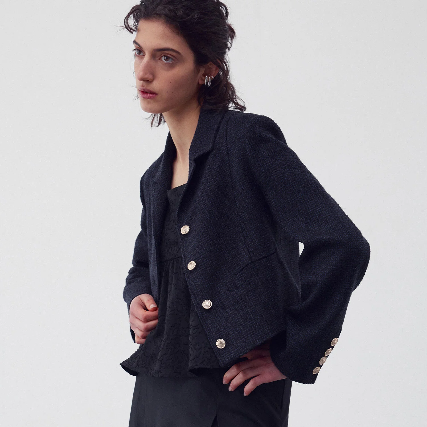 WOOL-BLEND TWEED JACKET MIDNIGHT NAVY