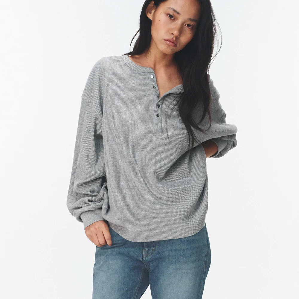 Waffle henley neck t-shirt (3 colors)