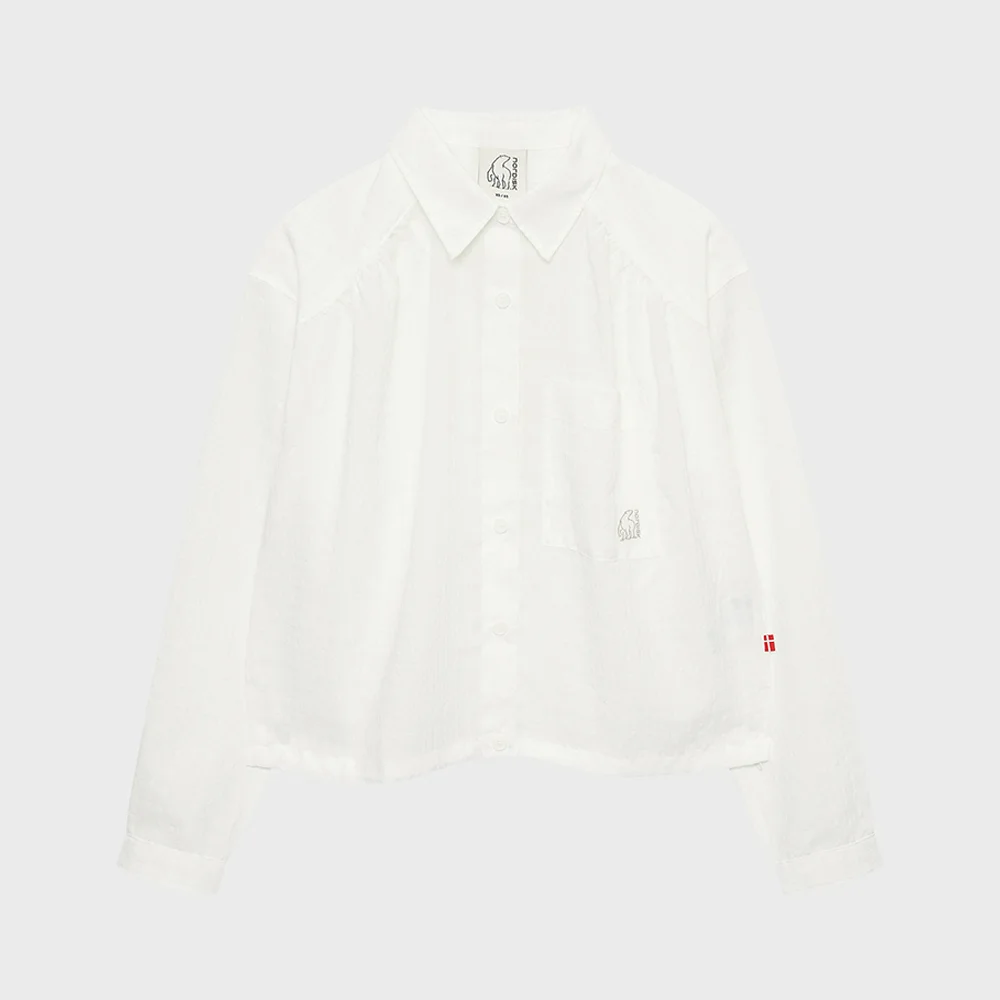 透視 格紋 長袖 襯衫 - W_Off White_OWM26407W3