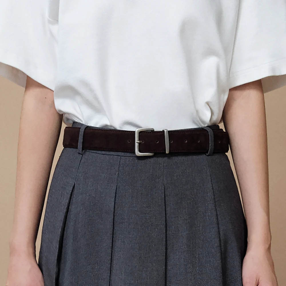 Vine Leather Belt (Suede Brown)