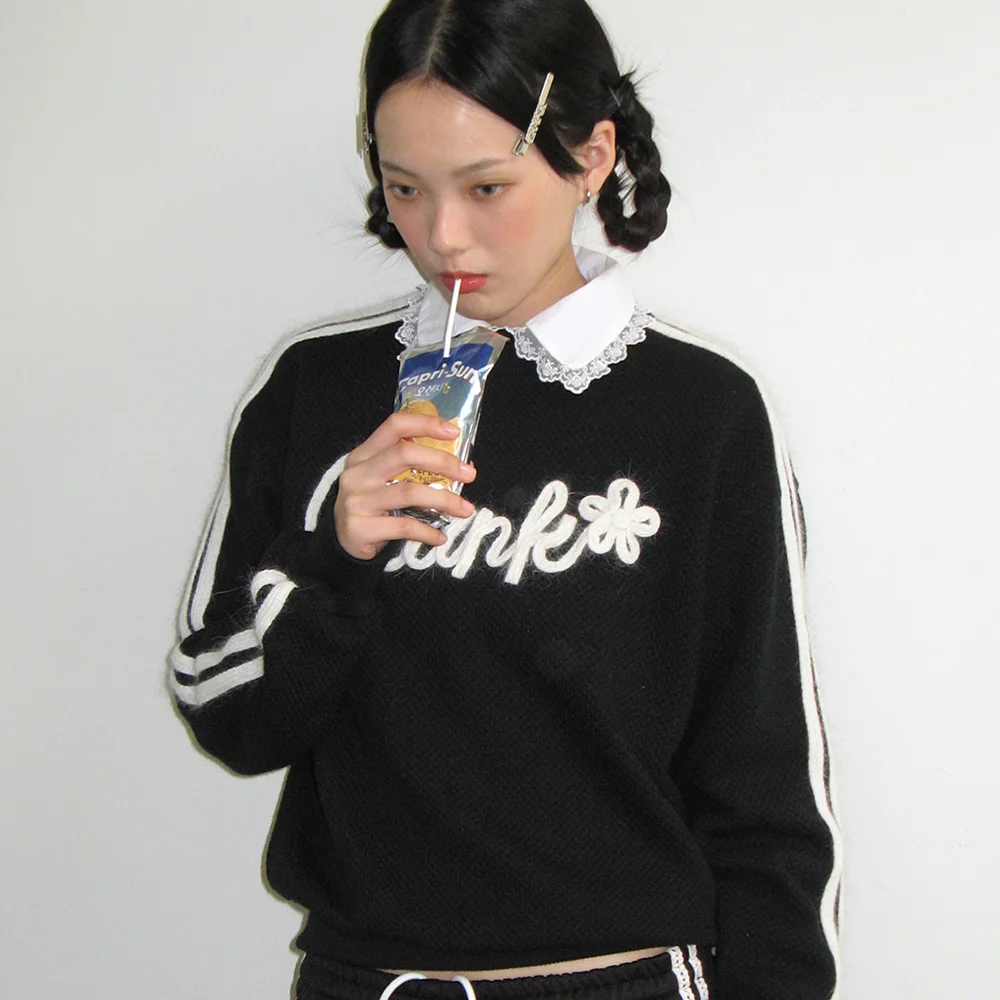 ANGORA LINE FLOWER KNITWEAR_BLACK