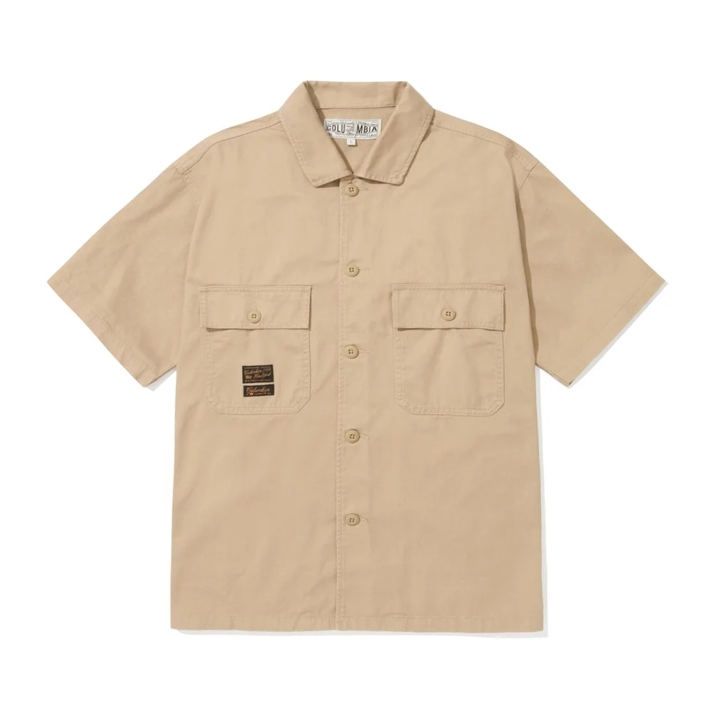 SL-LABEL TWO POCKET COTTON S/S SHIRTS 經典米色