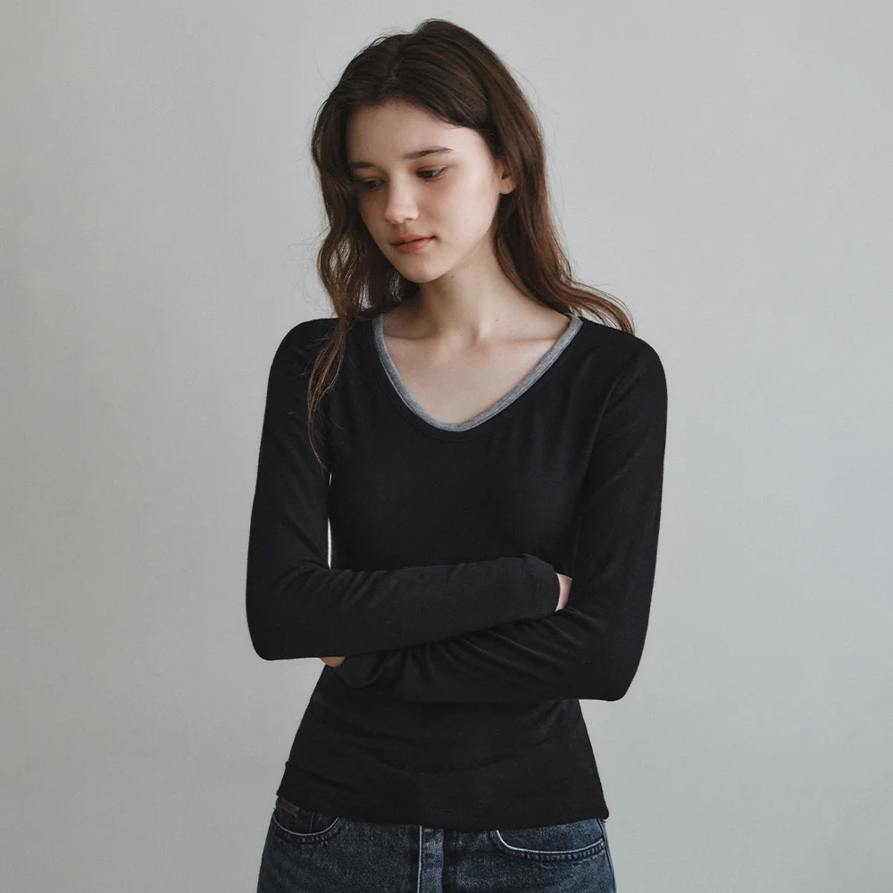 Layered Duo T-Shirt_BLACK(W26TP14)