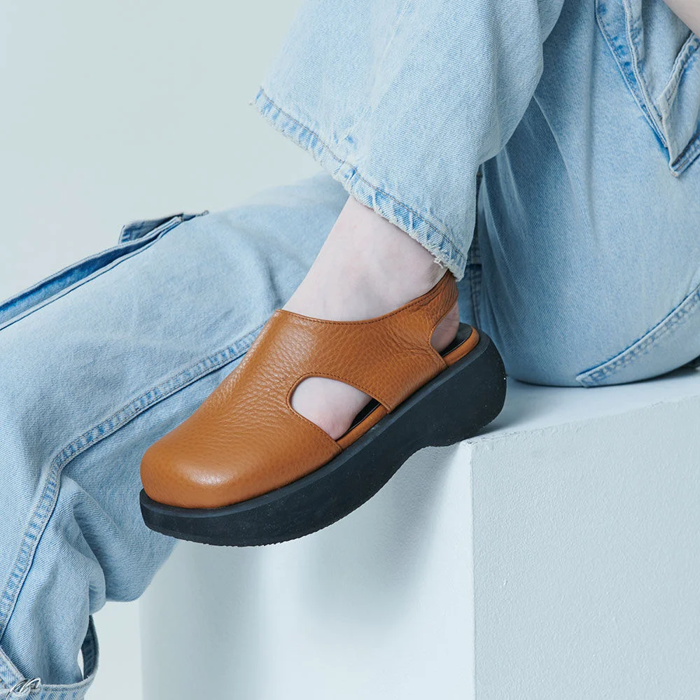 bony flatform sandals(Tan)