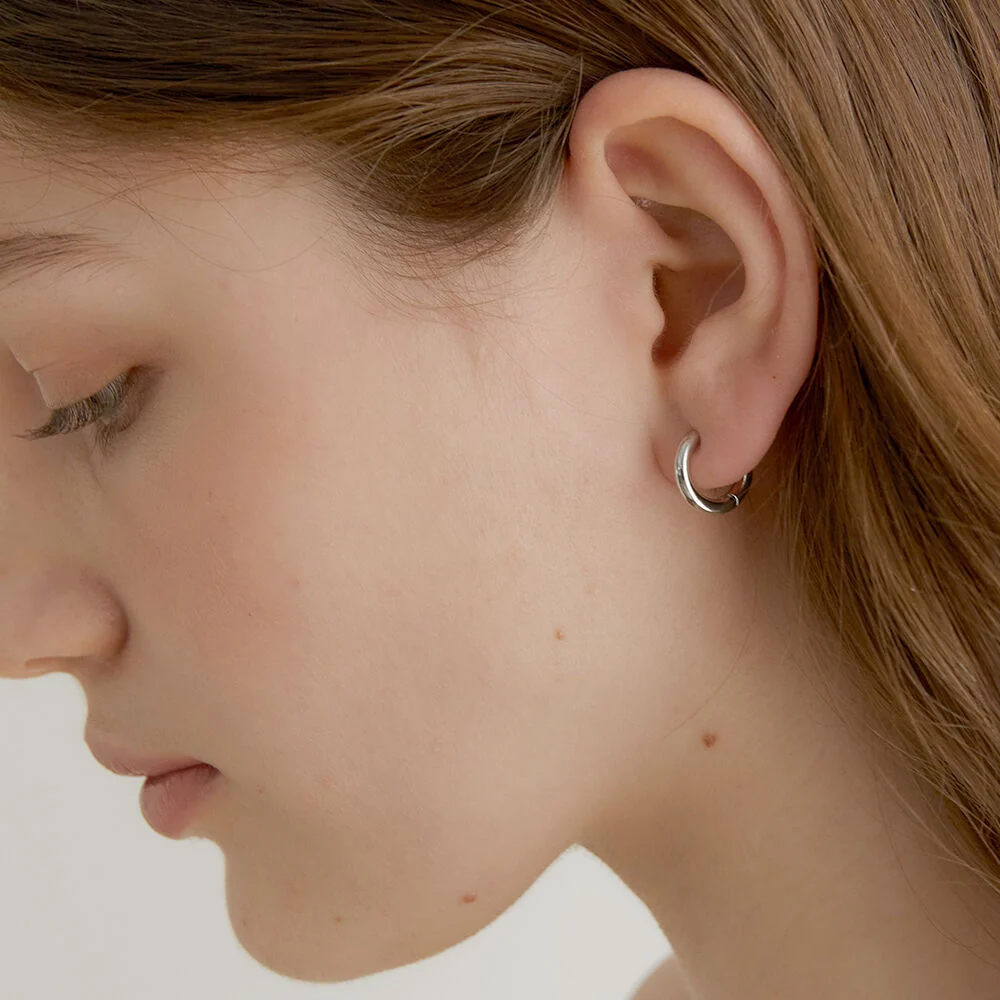 one touch bold ring earrings (E010_silver small)