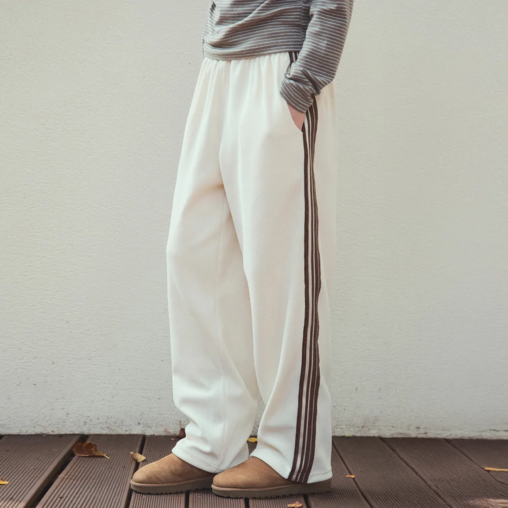 W/Essential Line Track Corduroy Wide Pants_CREAM(W25-PT34)