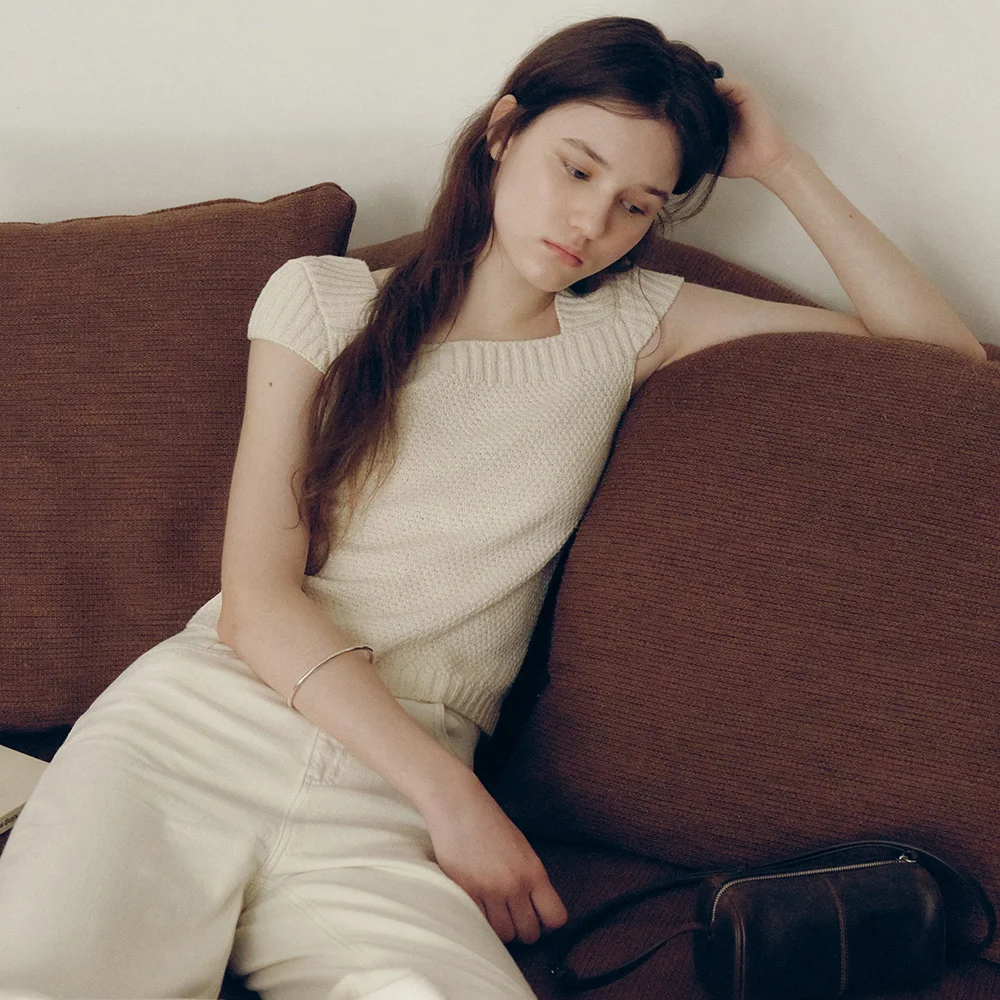 Emily Cap-Sleeve Pullover Knit (Cream)