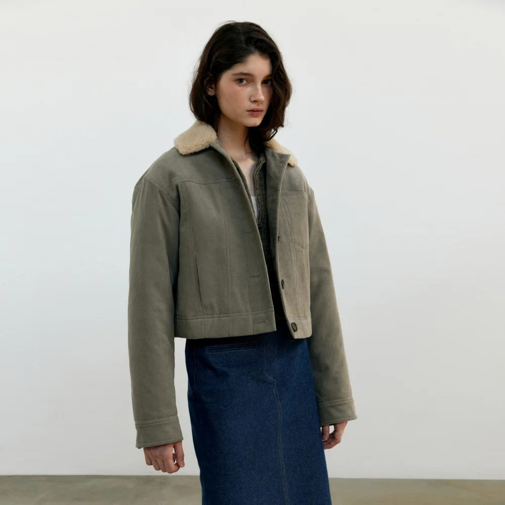 CORDUROY PADDED JACKET STONE BEIGE