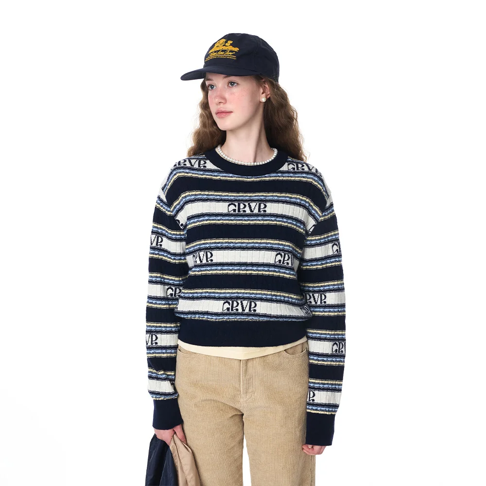 GRVR STRIPE CABLE KNIT (3COLOR)