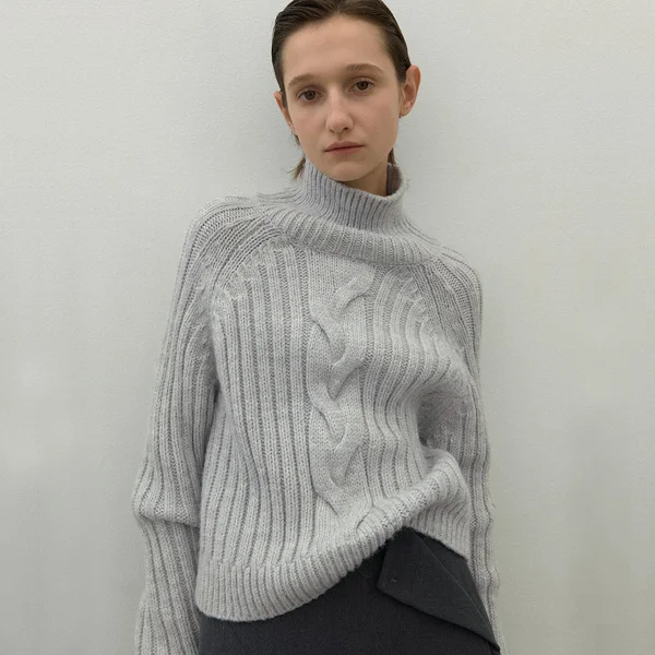 WOOL CABLE LOW GAVGE KNIT(T-6962)