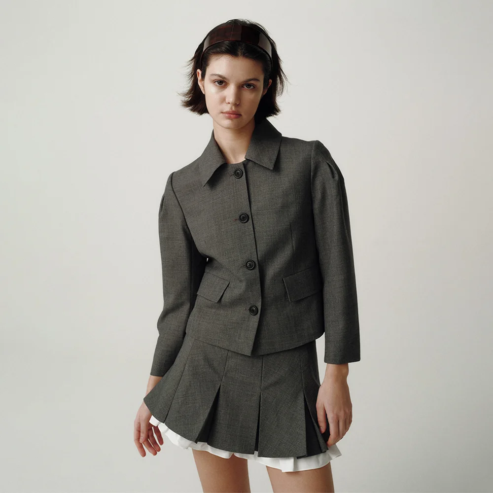 Classic Grey Single-Breasted Jacket