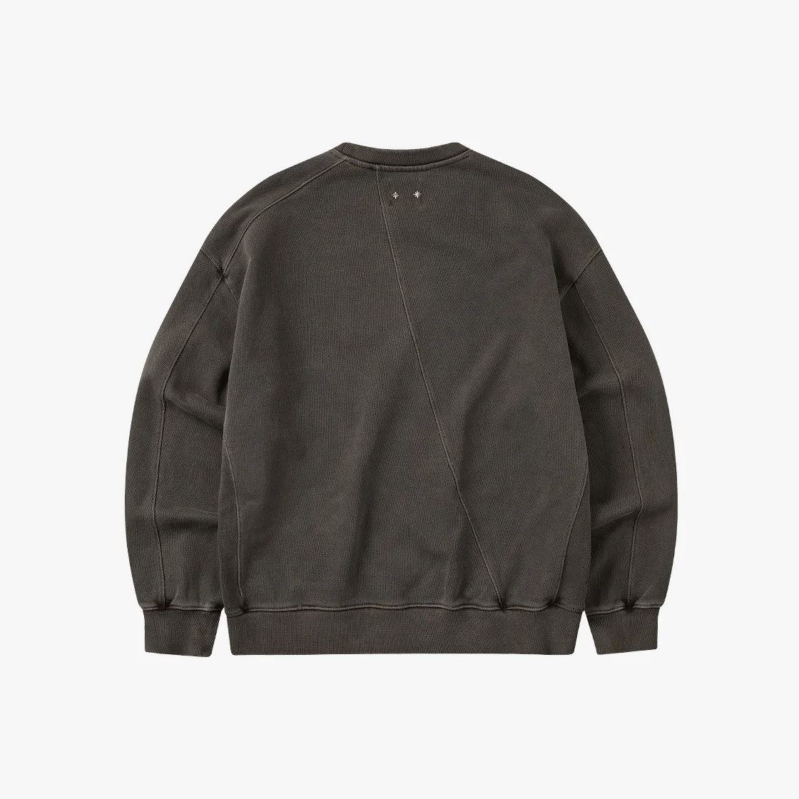 Unbalanced Incision Pigmentation Heavy Sweatshirt_Charcoal Brown