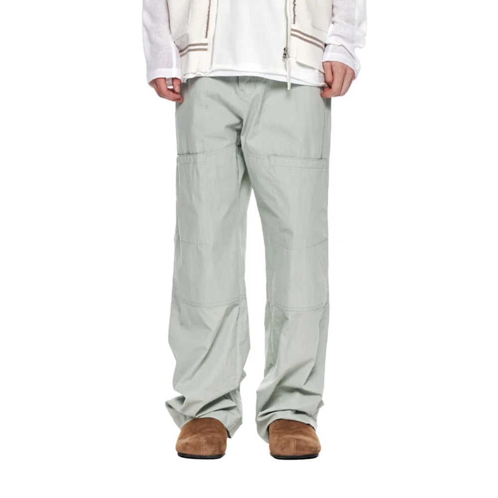 BUTTON ROLL UP DOUBLE KNEE PANTS FOR MEN IN MINT