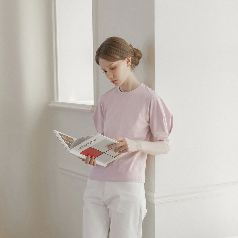 Heart Puff Sleeve T-Shirt - Violet