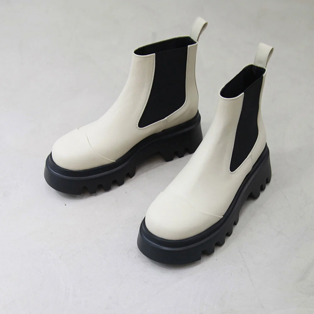 Lucas Chelsea Short Boots Cream