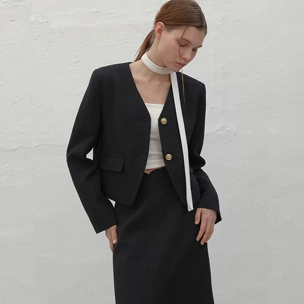 DEAR TWEED V-NECK SET-UP JACKET(JK-2924)