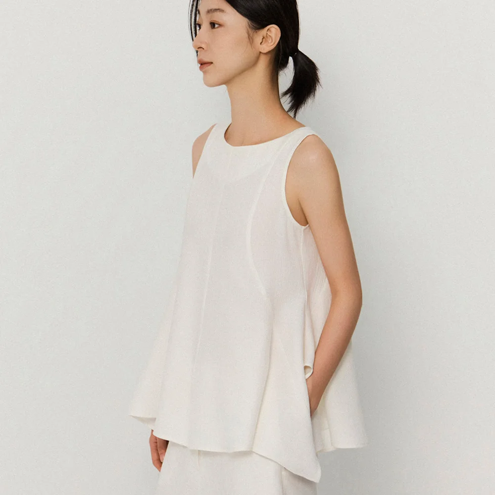 wrinkle sleeveless blouse_white