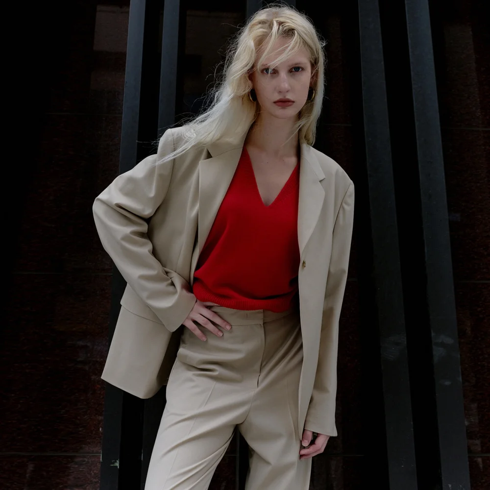 RELAXED LIGHT WOOL SINGLE JACKET_BEIGE