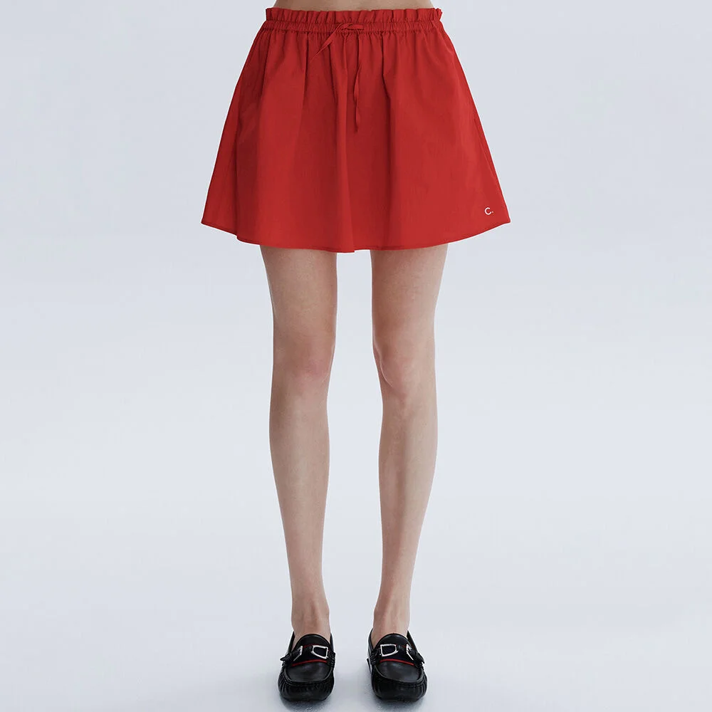 Shirring Volume Mini Skirt (Red)