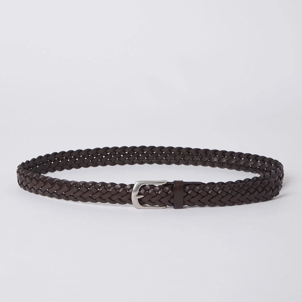 LEATHER WEAVING BELT DARK BROWN (247)