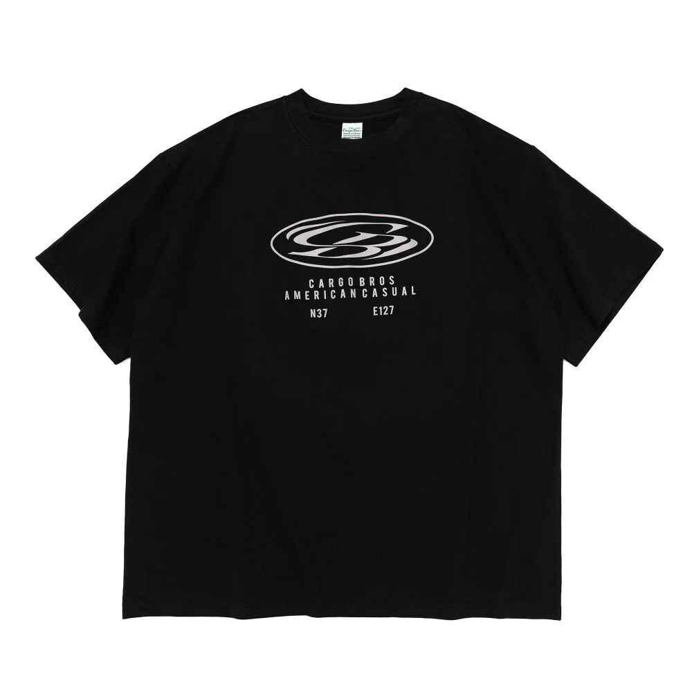 (BIGSIZE) ROUND CIRCLE LOGO SHORT SLEEVE T-SHIRT (BLACK)