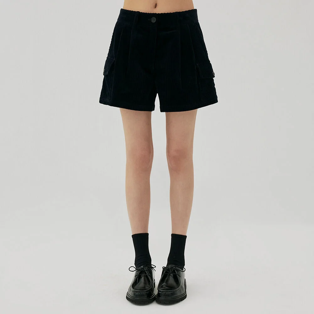 Corduroy Pocket Shorts (Navy)