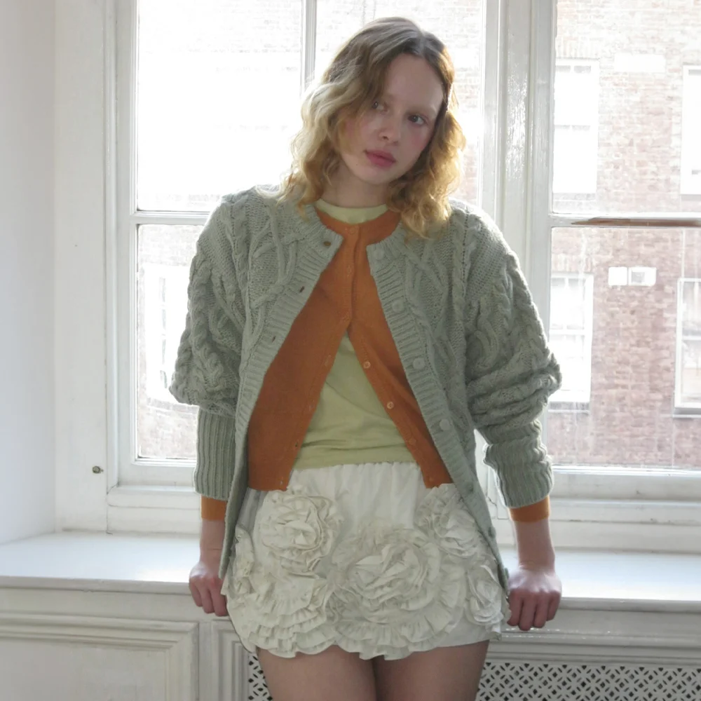 Twisted Puff Cardigan (Mint)