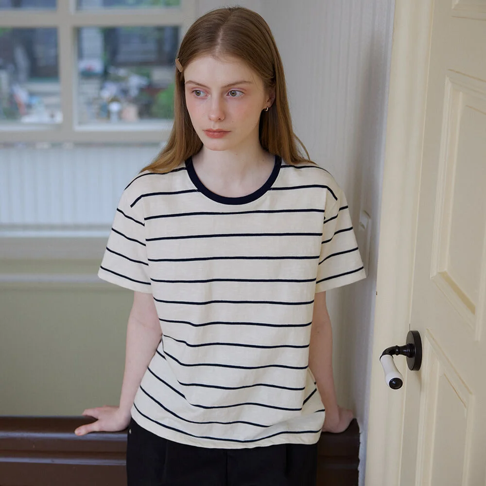 Label border T-shirt _Ivory