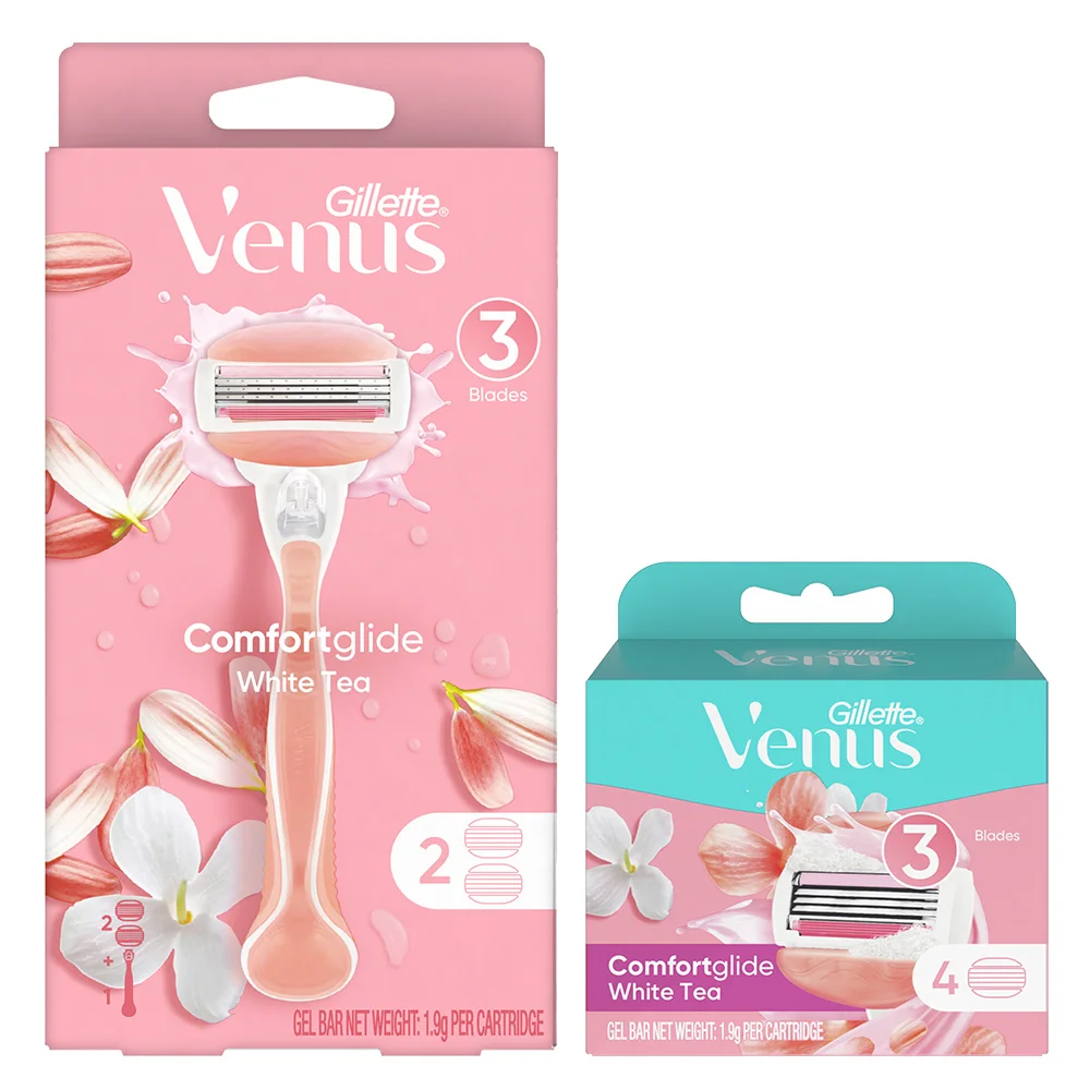 Venus 舒適 Glide 白茶 剃鬚刀 正品特惠套裝/補充裝 2款 擇1