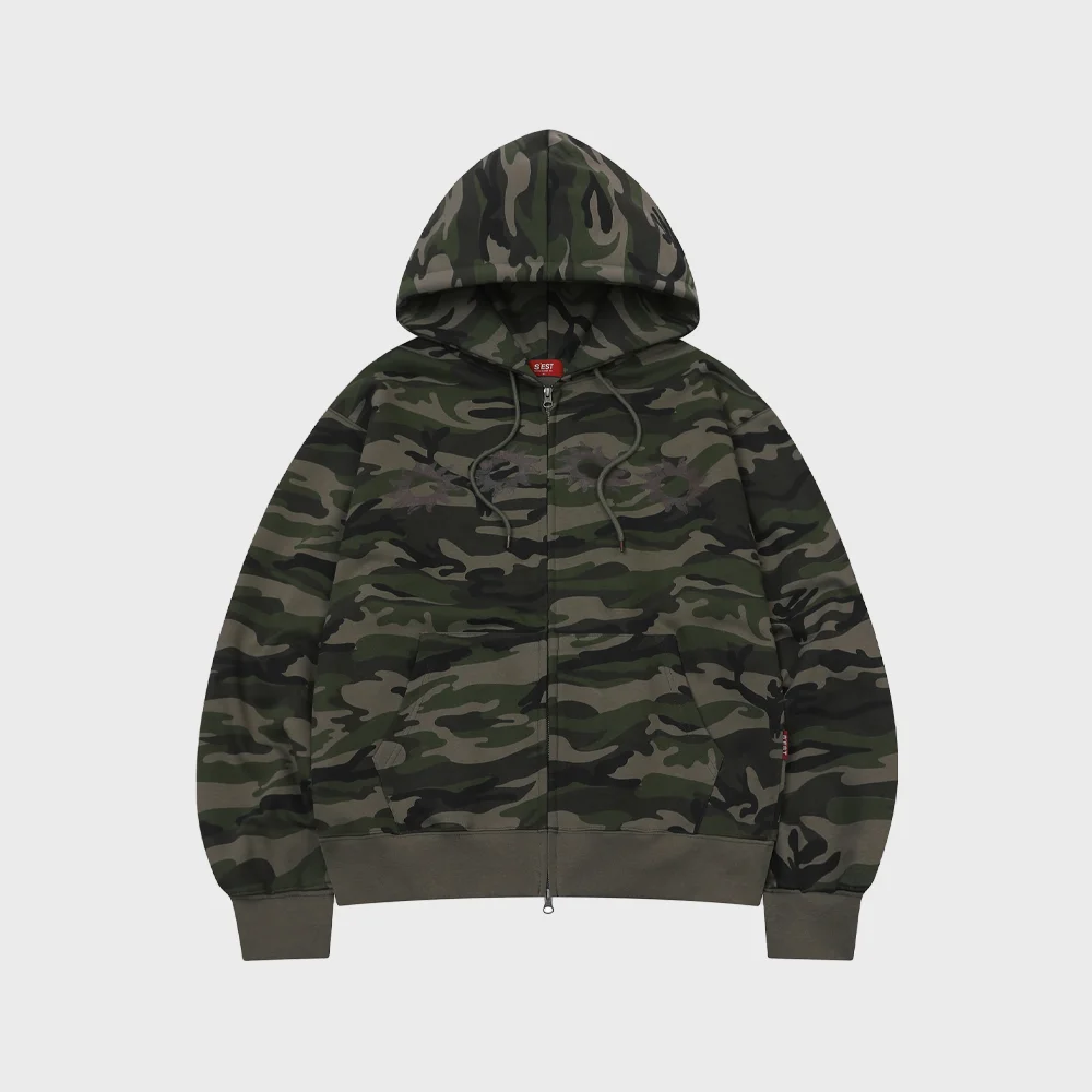 Solaris Camo Hoodie Zip Up Khaki
