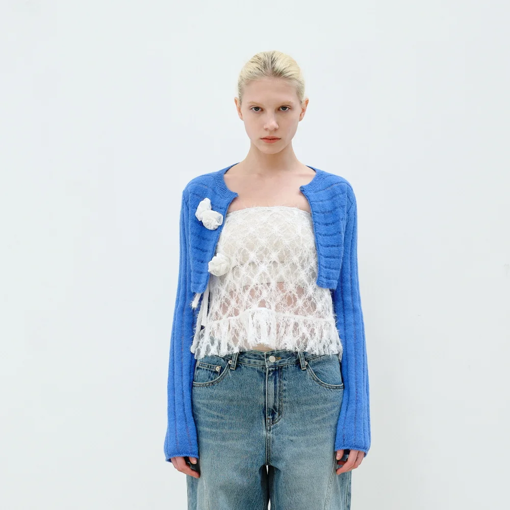 CROPPED BOLERO CARDIGAN - BLUE