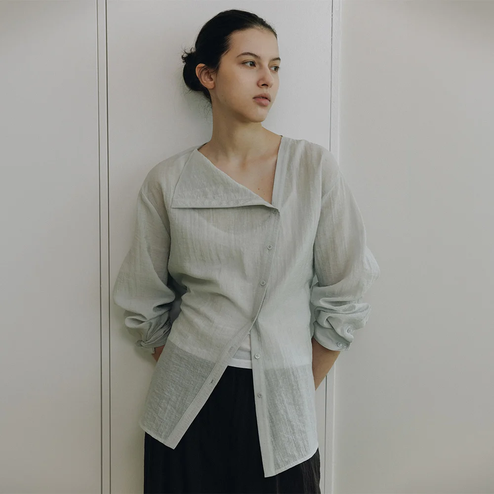 Asymmetric Placket Belted Shirt SW6MB725_2color