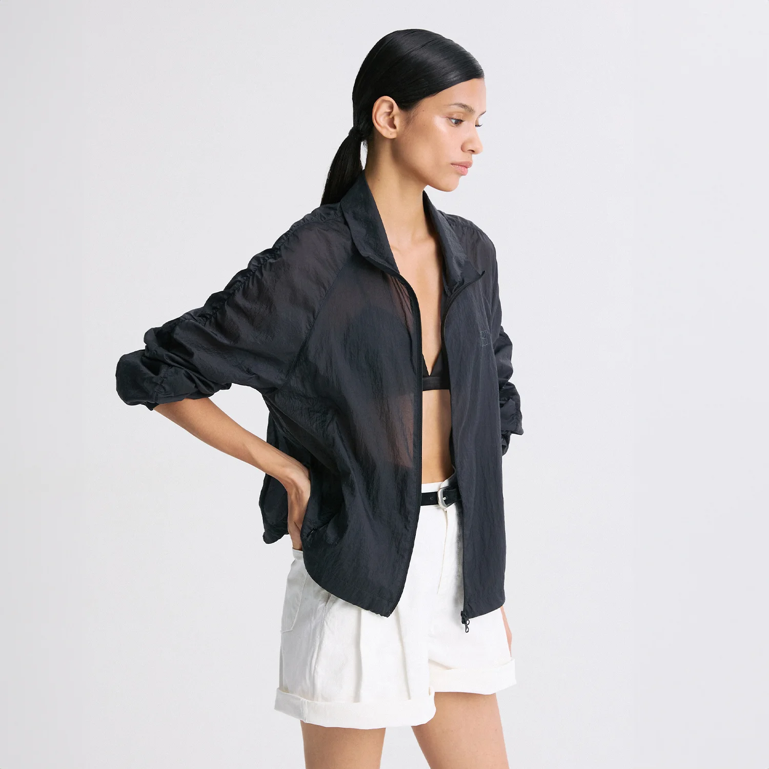 SHEER WINDBREAKER JACKET BLACK