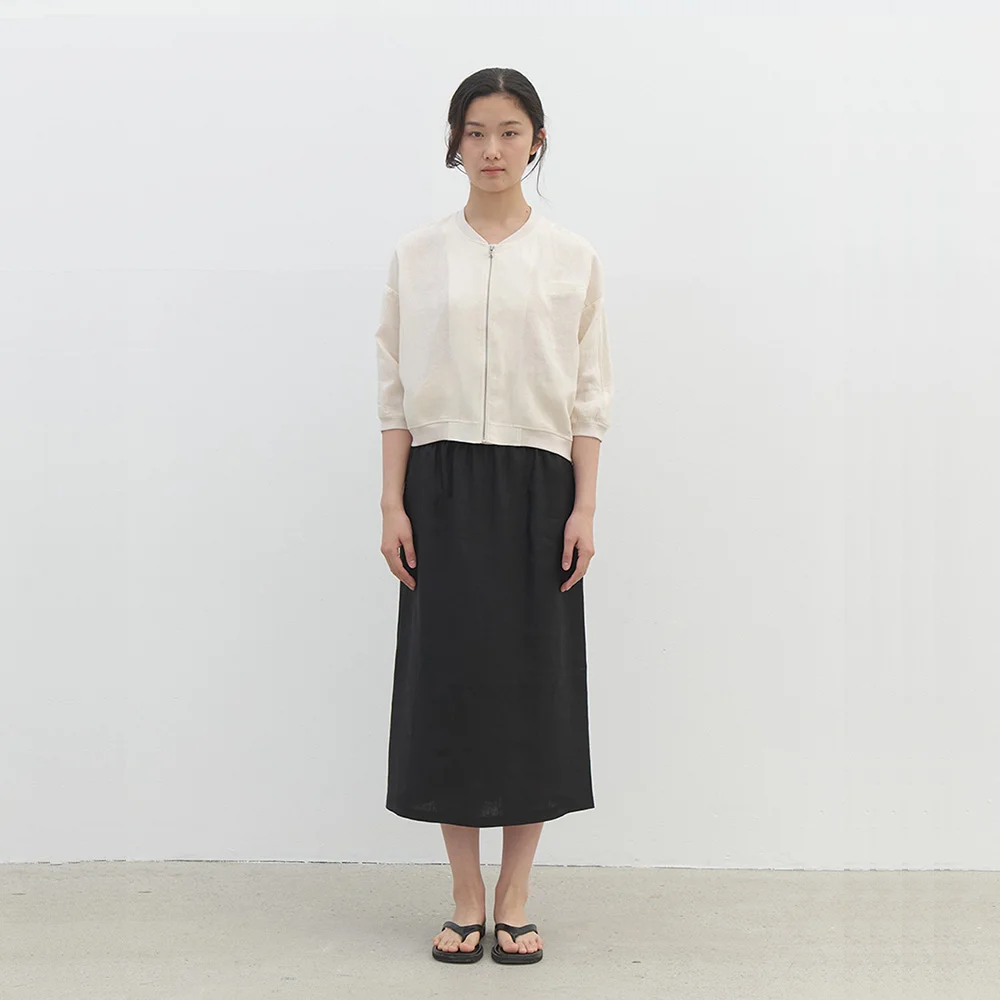 classic linen skirt-black